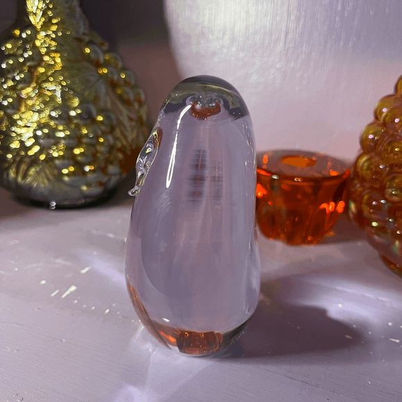 Vintage Handmade Clear Glass Owl Paperweight - Picture 2 of 7